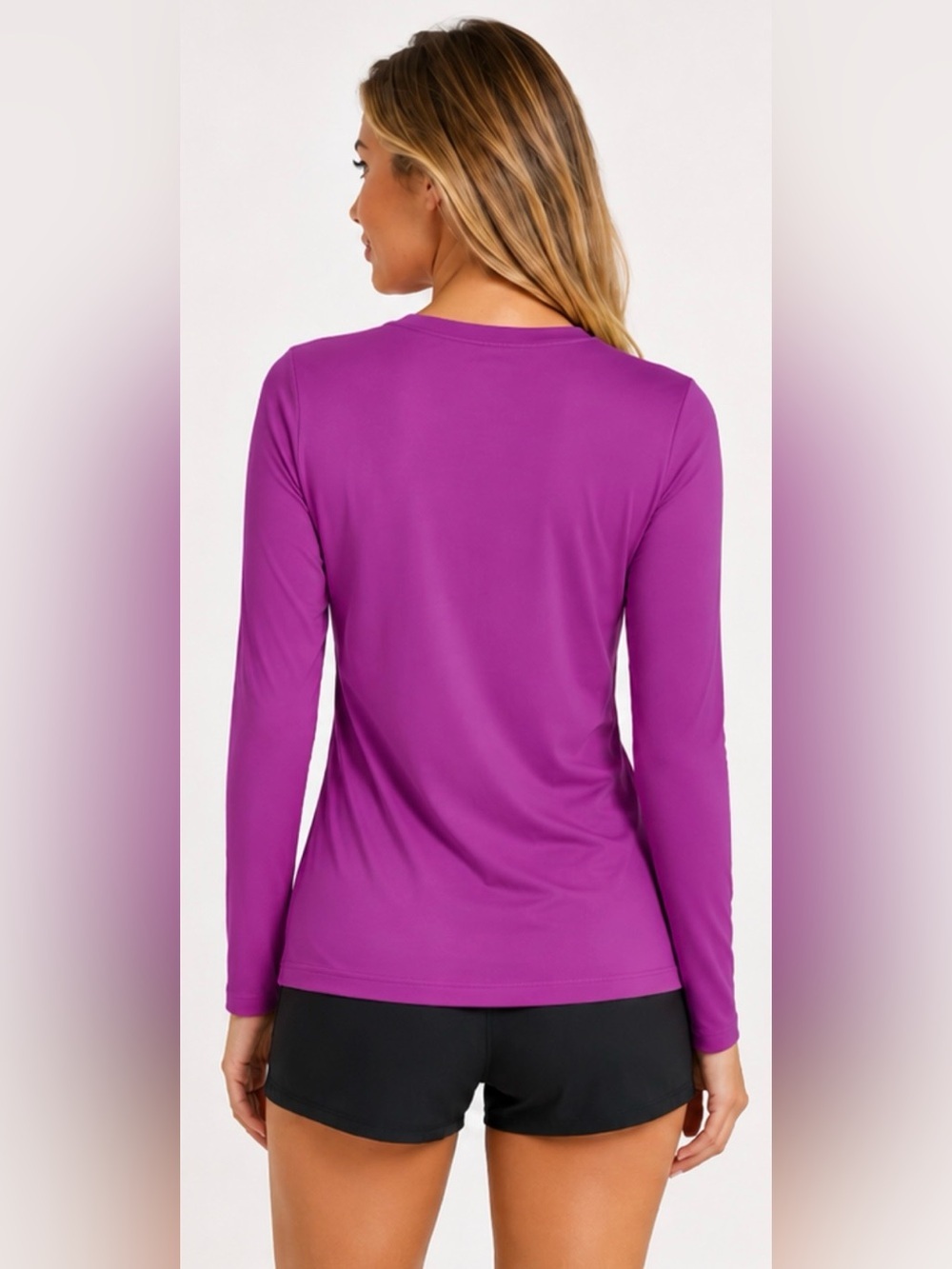 LandsEnd Women's SunShade UPF 50 Long Sleeve Relaxed Rash Guard Swim Tee - Picture 3 of 4